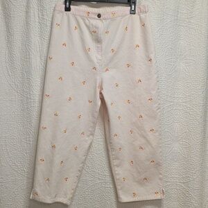 Vintage Y2K Denin & Co pink floral pants capri spring summer Large